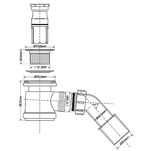 Сифон для душевого поддона MCALPINE MRS2CB