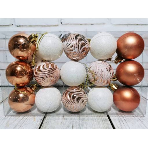 Шары новогодние набор 15шт 4см ассорти (2861)