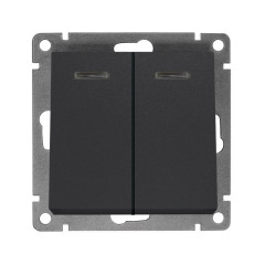 Выключатель 2-кл UNIVersal Афина 10A с подсветкой графит A0123-Gr