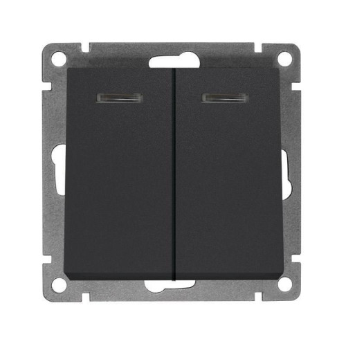 Выключатель 2-кл UNIVersal Афина 10A с подсветкой графит A0123-Gr