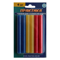 Стержни клеевые ПРАКТИКА 11*100 мм, 6 шт, цветные (641-688)