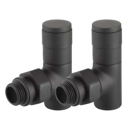 Набор дизайн-вентилей ROYAL THERMO Piano, угловой (чёрный) ф 1/2