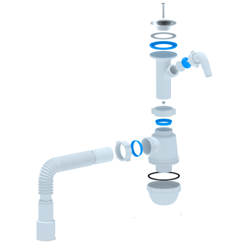 Сифон для мойки с отводом для стиральной машины АНИПЛАСТ A20.15 1 1/4''х40 с гибкой трубой 40х50