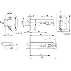 Защелка DK682 CP-BK (6082 CP-B) (фик.) хром (39525) (AJAX)
