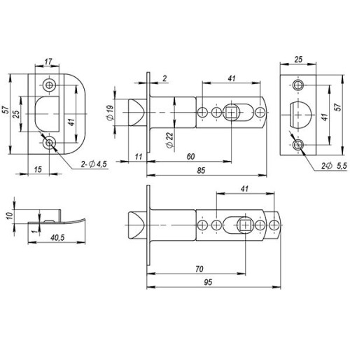 Защелка DK682 CP-BK (6082 CP-B) (фик.) хром (39525) (AJAX)