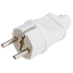 Вилка прямая белая 2Р+РЕ 16А 250В STEKKER 32851