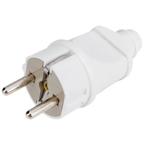 Вилка прямая белая 2Р+РЕ 16А 250В STEKKER 32851