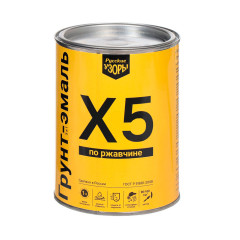 Грунт-эмаль Русские узоры Х5 по ржавчине 3 в 1 быстросохнущая чёрная 0,9 кг