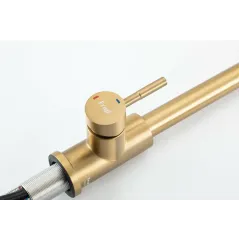 Смеситель для кухни FRAP F60991-3 с выдвижным гибким изливом, сатин золотой