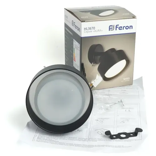 Светильник накладной FERON HL3670 AURA GX53 черный(48412)