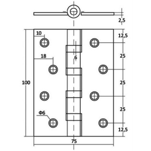 Петля врезная VETTORE 100*75*2.5-4ВВ MBP черный мат(17705)