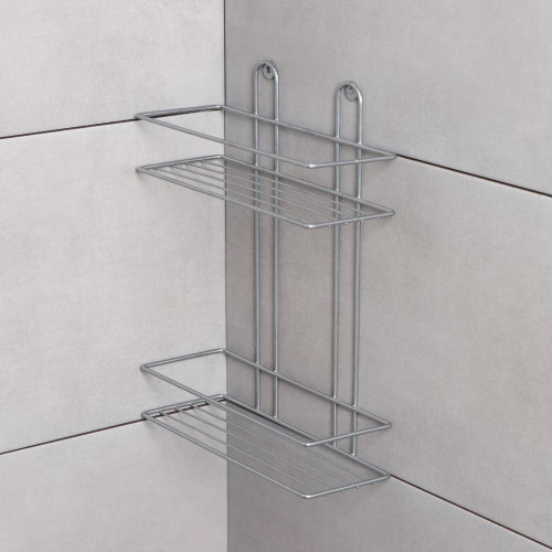 Полка для ванной комнаты прямоугольная 2-х ярусная, 26,5х10,5х35 см, цвет хром