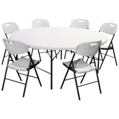 Мебель садовая Green Days Марьяна MAX 180х180х74см круглый стол+6 стульев, пластиковая столешница, белый (354923)