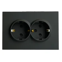 Розетка 2-ая 2P+E ЭМИЛИ шторки черный RST16-5114-05