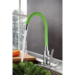 Смеситель для кухни SOLONE EZA4-F090 GN, зелёный гибкий излив