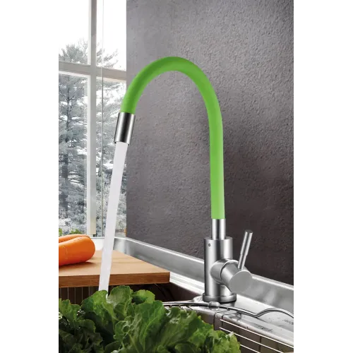 Смеситель для кухни SOLONE EZA4-F090 GN, зелёный гибкий излив