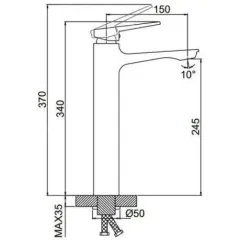 Смеситель для умывальника FRAP F1052-69 оружейная сталь, высокий
