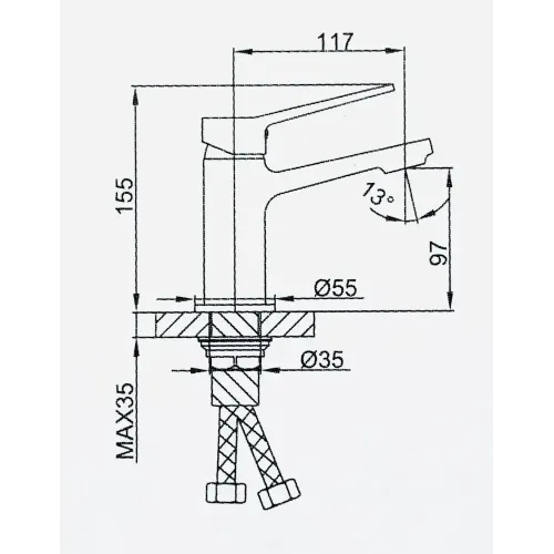 Смеситель для умывальника FRAP F1062-9 оружейная сталь