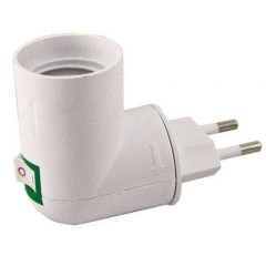 Переходник вилка-патрон E14 с выключателем белый ECOLA (524228)