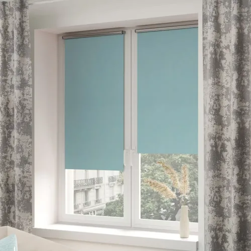 Рулонные жалюзи Блэкаут сильвер 47*175 цвет бирюза