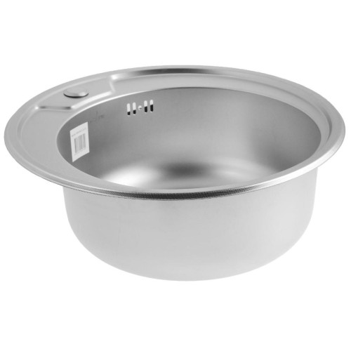 Мойка нерж. врезная MIXLINE круглая 49х18 тол. 0,8мм, декор (сифон)