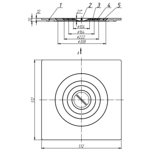 Плита чугунная однокомфорочная 512*512мм