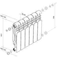Радиатор биметаллический  ROYAL THERMO Revolution Bimetall 350/80 6 сек.