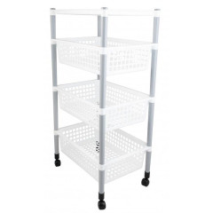 Этажерка ПОЛИМЕРБЫТ 4-х секционная на колесах, лоток 10л (829483)
