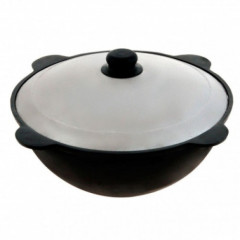 Казан УЗБЕКСКИЙ чугунный с крышкой, дно плоское, 12л