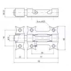 Засов накладной круглый серый Делга г.С-Пб (09599)