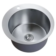Мойка нерж. врезная MIXLINE PRO D50 тол. 3 мм, сатин, с сифоном