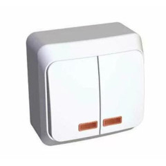 Выключатель О/У 2-кл ЭТЮД белый/подсв. BA10-006B (67453)