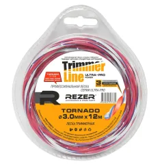 Леска для триммера REZER TORNADO Ulitra-pro 3,0ммх12м (витой квадрат)