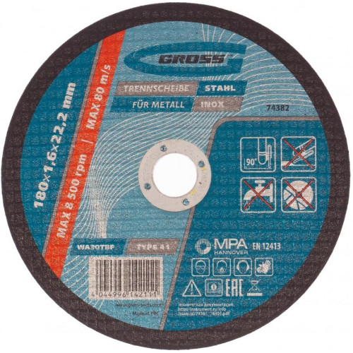 Круг отрезной GROSS 180х1,6 мм (74382)