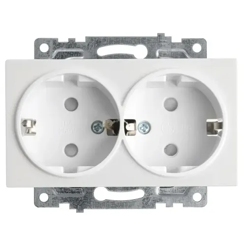 Розетка 2-ая 2P+E Катрин белый с защитной шторкой GLS16-7114-01
