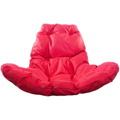 Кресло подвесное с ротангом Капля белое с красной подушкой