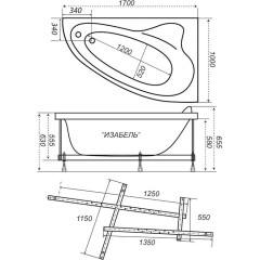 Ванна акриловая ТРИТОН Изабель левая на раме