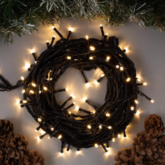 Гирлянда Нить 10м темная нить 100LED свечение теплое белое IP44 (3584087)