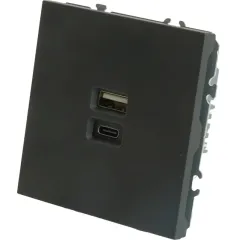 Розетка PC+Type A+C 20W ЭМИЛИ черный RST10-5115-05