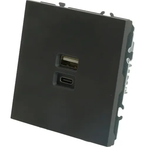 Розетка PC+Type A+C 20W ЭМИЛИ черный RST10-5115-05