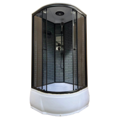 Душевая кабина ДАНА 90х90х215см выс. поддон, заднее стекло кирпичики графит 20Г (3кор.)