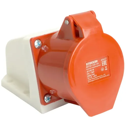 Розетка О/У STEKKER 3P+PE+N 32A IP44 ST-125 RST32-125-44 49437