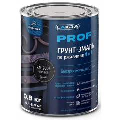 Грунт-эмаль Лакра PROF IT по ржавчине 4 в 1 быстросохнущая  Черный, RAL 9005 0,8 кг