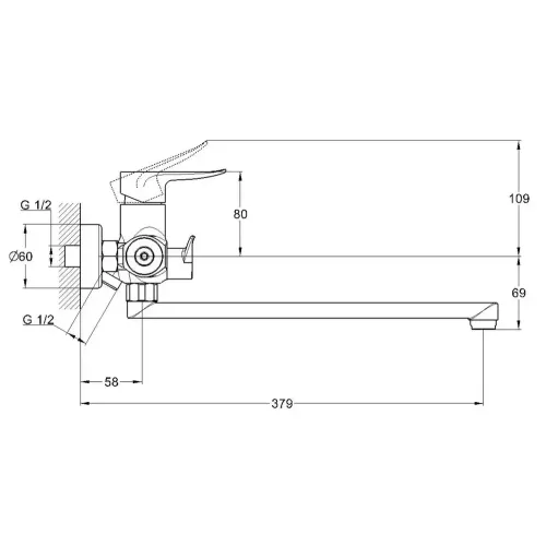 Смеситель для ванны G-LAUF GOB7-A134 ф 35
