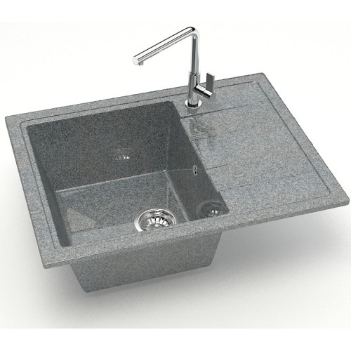 Мойка комп. глянц. MARRBAXX прямоугольная малая с крылом Z150/Q8 575х470х200мм, темно серая, сифон