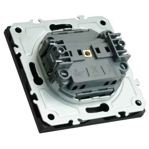 Розетка 2P ЭМИЛИ шторки черный RST16-5109-05