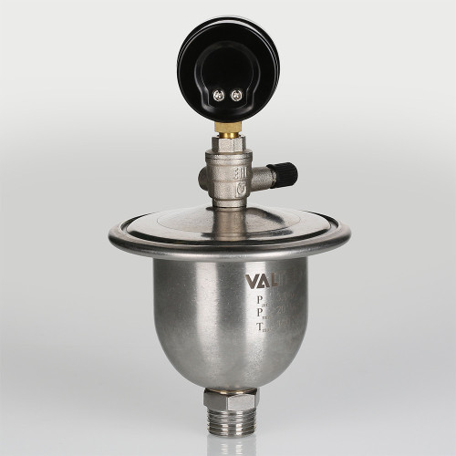 Гаситель гидроударов мембранный с манометром VT ф 1/2