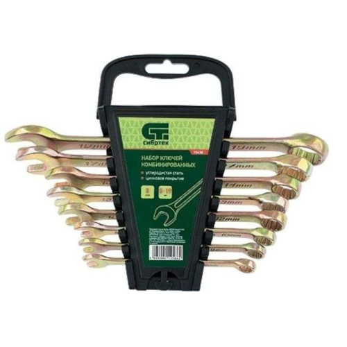 Набор ключей комб. СИБРТЕХ 8-19 мм. 8 шт (15438) подвес