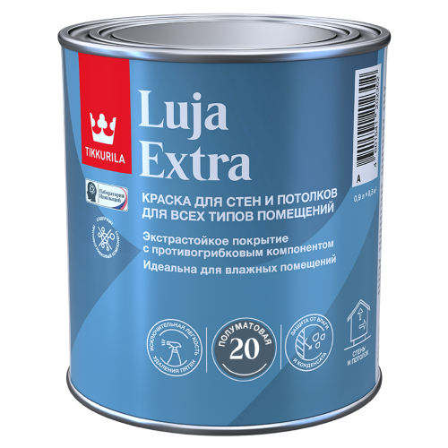 Краска в/д Тиккурила LUJA EXTRA 20 полуматовая для стен и потолков ЭКСТРАСТОЙКАЯ 0,9 л База А