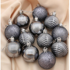 Шары новогодние Новогодние ветви серый набор 12 шт, диаметр: 5 см (4316795)